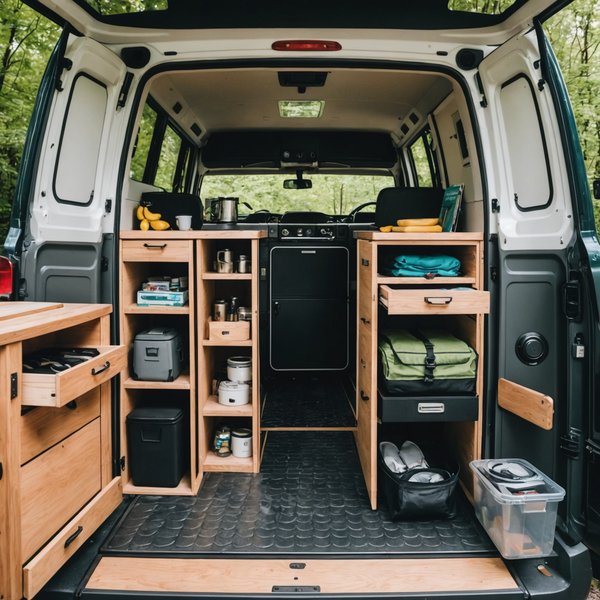 Quels sont les meilleurs accessoires pour organiser l'espace de rangement dans un fourgon aménagé?